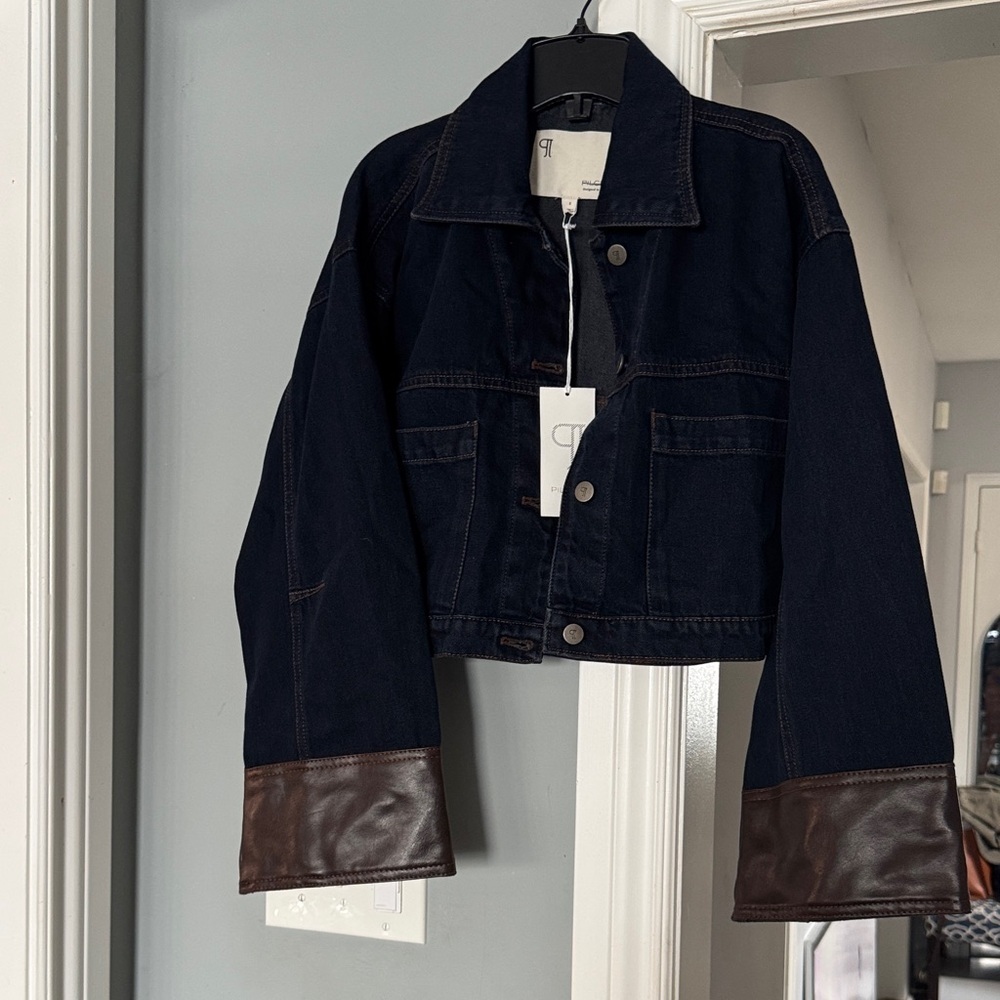 Women's Denim Jacket with Brown Accents